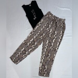 H&M Black and Cream Snake Print Women's Trousers